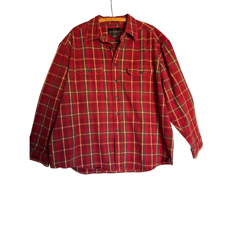 WEATHERPROOF Plaid Flannel Shirt Mens XXL Long Sleeve Button Up Heritage Outdoor